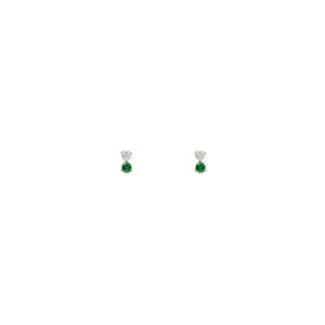 Itty Bitty Diamond and Emerald Drop Studs