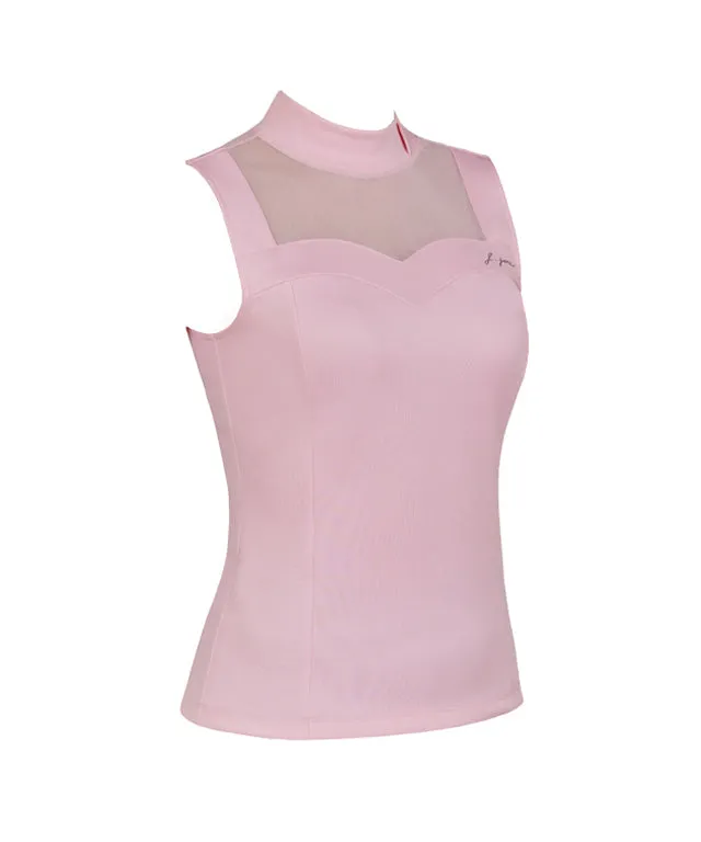 J.Jane Heart Neck See-through Sleeveless (Pink)