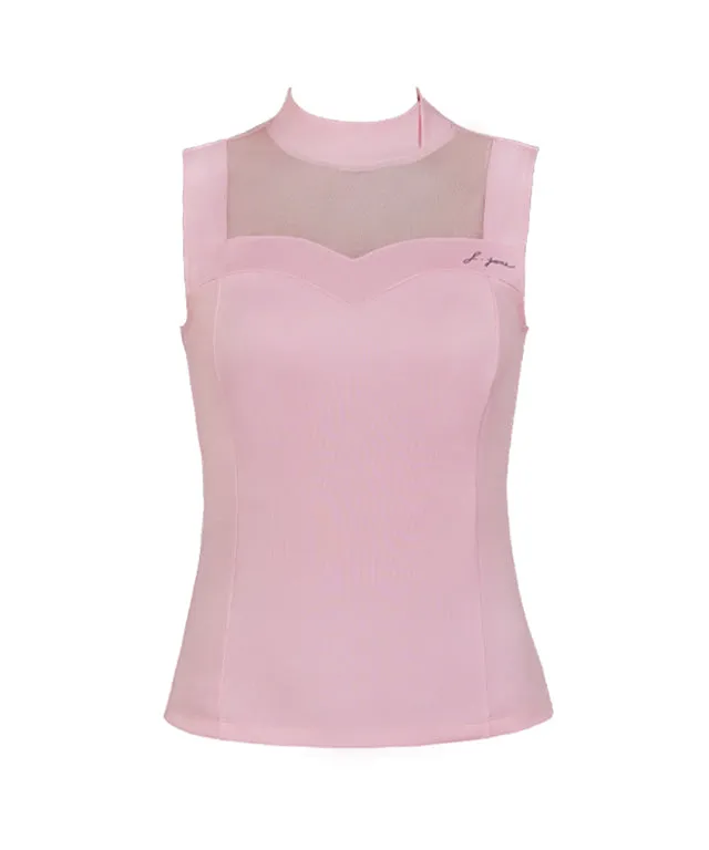 J.Jane Heart Neck See-through Sleeveless (Pink)