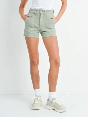 Just Black Light Olive High Rise Utility Short