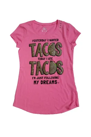 Justice Glitter Taco Graphic tee