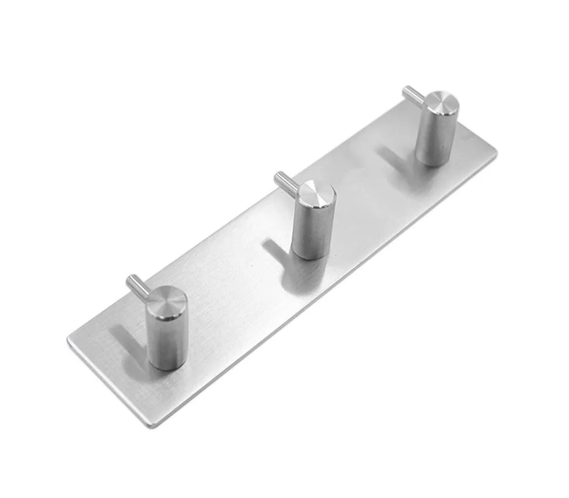 Karcy Heavy Duty Stainless Steel Wall Mounted Waterproof 3M Self Adhesive Hook (3 Hooks) for Umbrellas, Scarves,Towels, Robes, Bags, Coats, Keys, etc