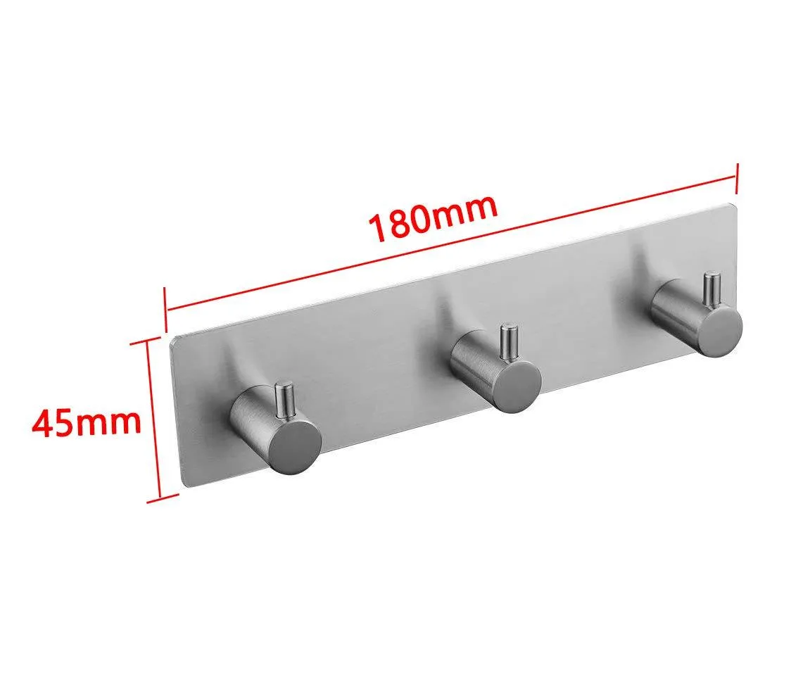 Karcy Heavy Duty Stainless Steel Wall Mounted Waterproof 3M Self Adhesive Hook (3 Hooks) for Umbrellas, Scarves,Towels, Robes, Bags, Coats, Keys, etc