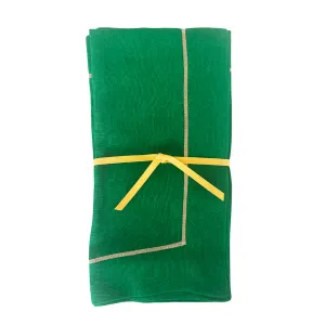 Kelly Green Linen Napkin with Gold- set of two