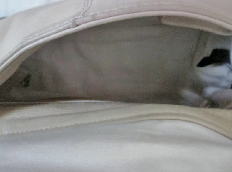 KENNETH COLE  pebbled leather handbag clutch Satchel Shoulder Bag CREME WHITE BROWN