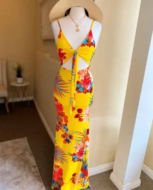 Keyhole Colorful Backless Dress