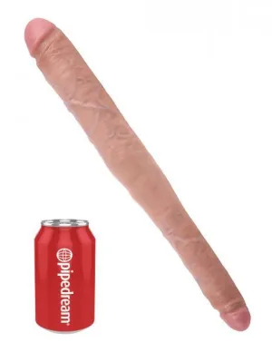 King Cock 16in Tapered Double Dildo - Beige