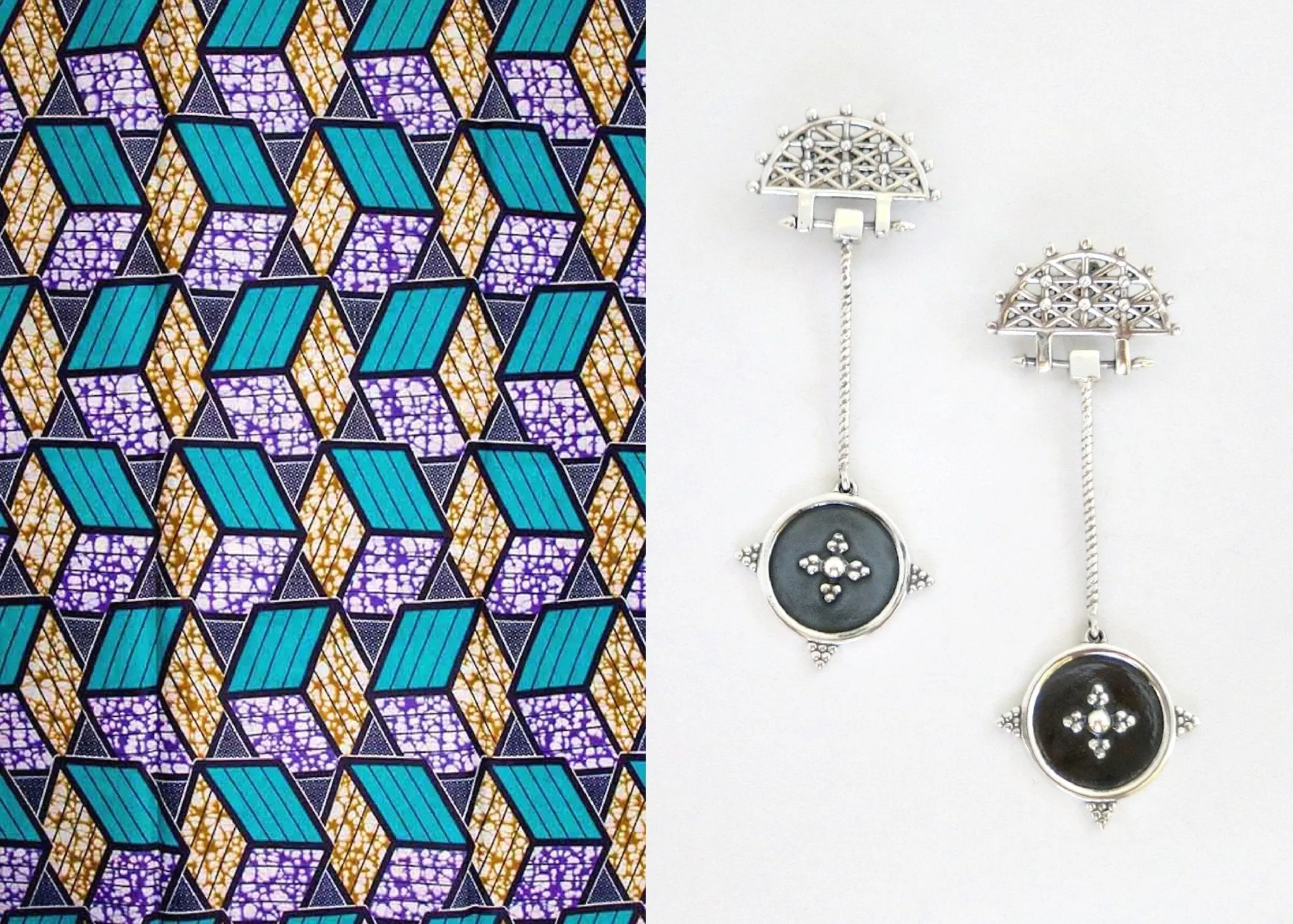 KIRABO dangling lattice and granulation earrings