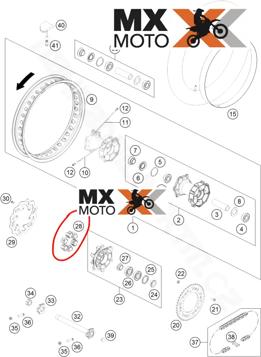 Kit com 06 Peças - Borracha Amortecimento Cubo Traseiro Original KTM 620 a 1290 de 1994 a 2020 - Husqvarna 701 2016 a 2019- 54610459000