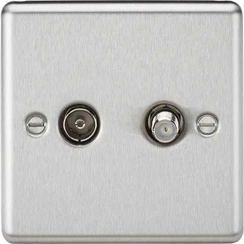 Knightsbridge CL014BC Rounded Edge TV & SAT TV Outlet (Isolated) - Brushed Chrome