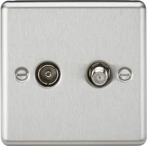 Knightsbridge CL014BC Rounded Edge TV & SAT TV Outlet (Isolated) - Brushed Chrome