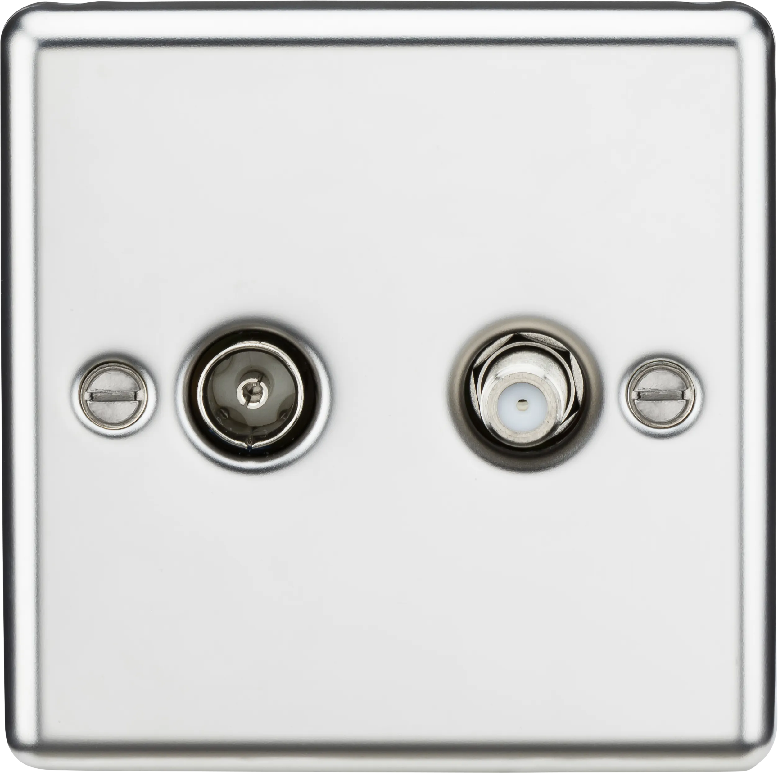 Knightsbridge CL014PC Rounded Edge TV & SAT TV Outlet (Isolated) - Polished Chrome