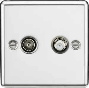 Knightsbridge CL014PC Rounded Edge TV & SAT TV Outlet (Isolated) - Polished Chrome