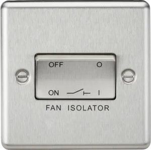 Knightsbridge CL11BC Rounded Edge 10AX 3 Pole Fan Isolator Switch - Brushed Chrome