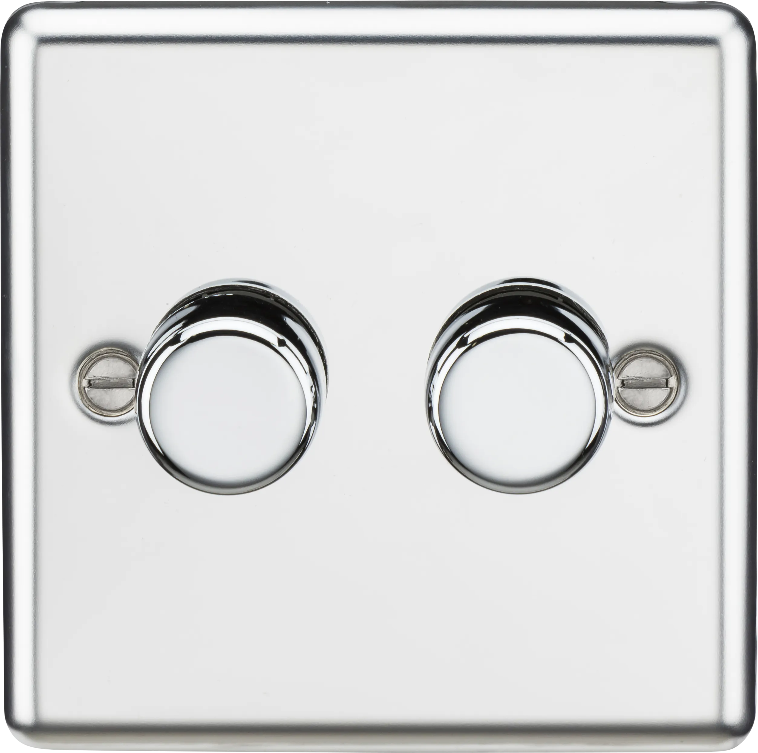 Knightsbridge CL2182PC Rounded Edge 2G 2 Way 10-200W (5-150W LED) Trailing Edge Dimmer - Polished Chrome