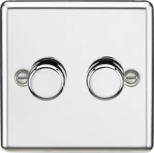 Knightsbridge CL2182PC Rounded Edge 2G 2 Way 10-200W (5-150W LED) Trailing Edge Dimmer - Polished Chrome