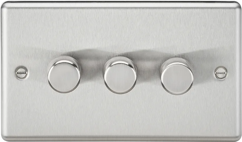 Knightsbridge CL2183BC Rounded Edge 3G 2 Way 10-200W (5-150W LED) Trailing Edge Dimmer - Brushed Chrome