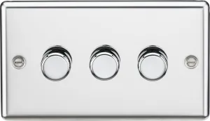 Knightsbridge CL2183PC Rounded Edge 3G 2 Way 10-200W (5-150W LED) Trailing Edge Dimmer - Polished Chrome