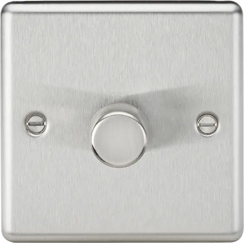 Knightsbridge CL2191BC Rounded Edge 1G 2-Way 10-200W (5-150W LED) Intelligent Dimmer - Brushed Chrome