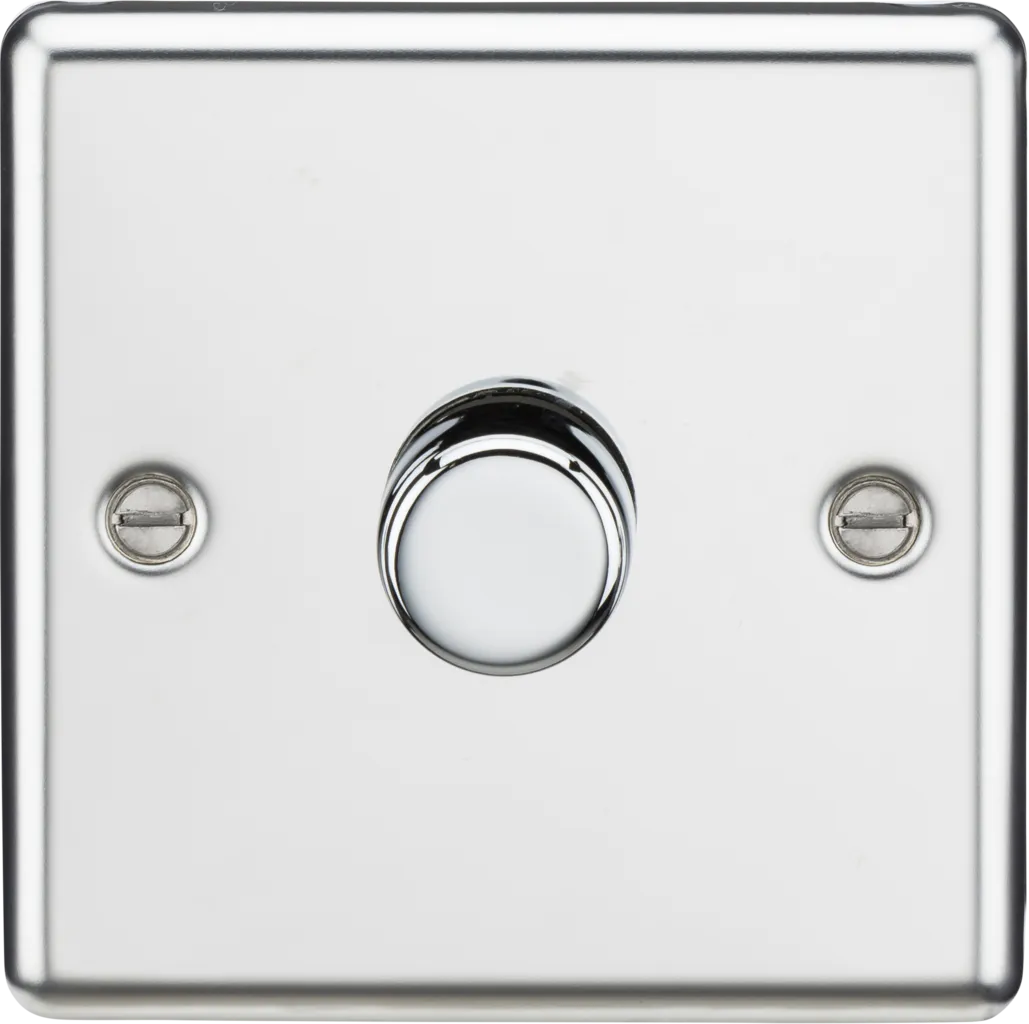 Knightsbridge CL2191PC Rounded Edge 1G 2-Way 10-200W (5-150W LED) Intelligent Dimmer - Polished Chrome