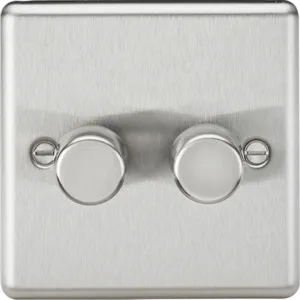 Knightsbridge CL2192BC Rounded Edge 2G 2 Way 10-200W (5-150W LED) Intelligent Dimmer - Brushed Chrome