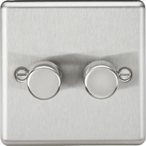Knightsbridge CL2192BC Rounded Edge 2G 2 Way 10-200W (5-150W LED) Intelligent Dimmer - Brushed Chrome