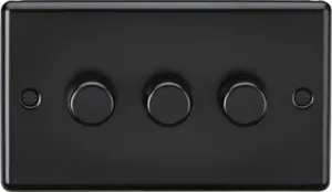 Knightsbridge CL2193MBB Rounded Edge 3G 2 Way 10-200W (5-150W LED) Intelligent Dimmer - Matt Black