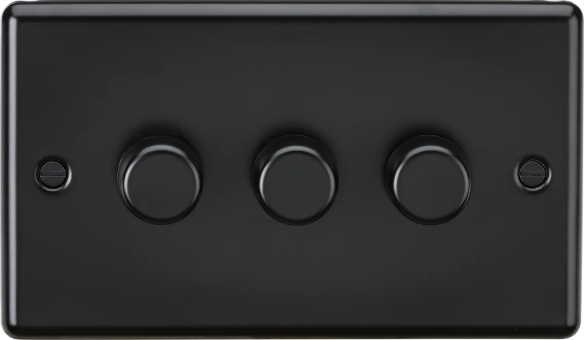 Knightsbridge CL2193MBB Rounded Edge 3G 2 Way 10-200W (5-150W LED) Intelligent Dimmer - Matt Black