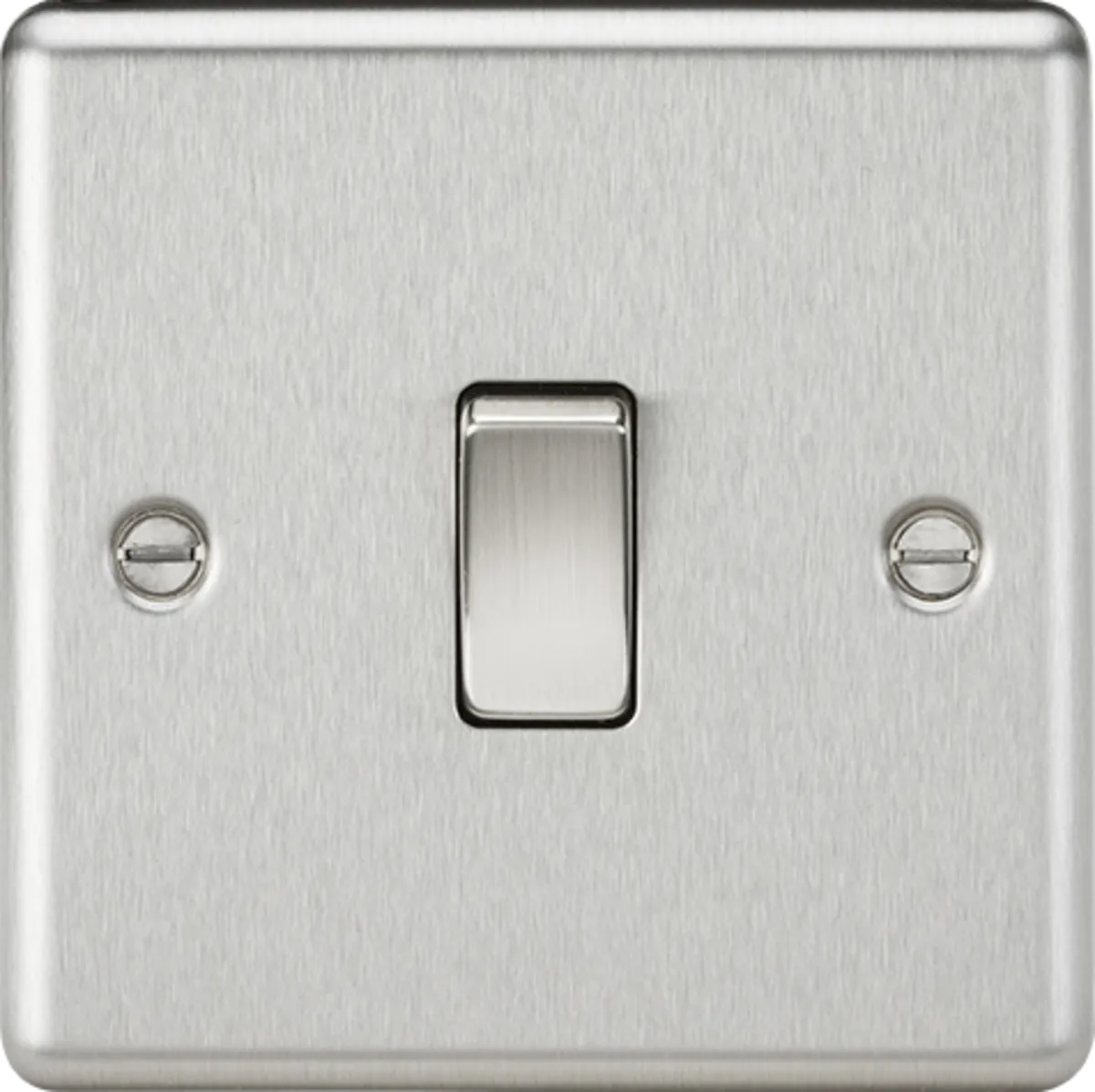 Knightsbridge CL2BCx10 Rounded Edge 10AX 1G 2-Way Plate Switch - Brushed Chrome (10 Pack)