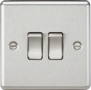 Knightsbridge CL3BCx10 Rounded Edge 10AX 2G 2-Way Plate Switch - Brushed Chrome (10 Pack)
