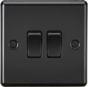 Knightsbridge CL3MBBx10 Rounded Edge 10AX 2G 2-Way Plate Switch - Matt Black (10 Pack)
