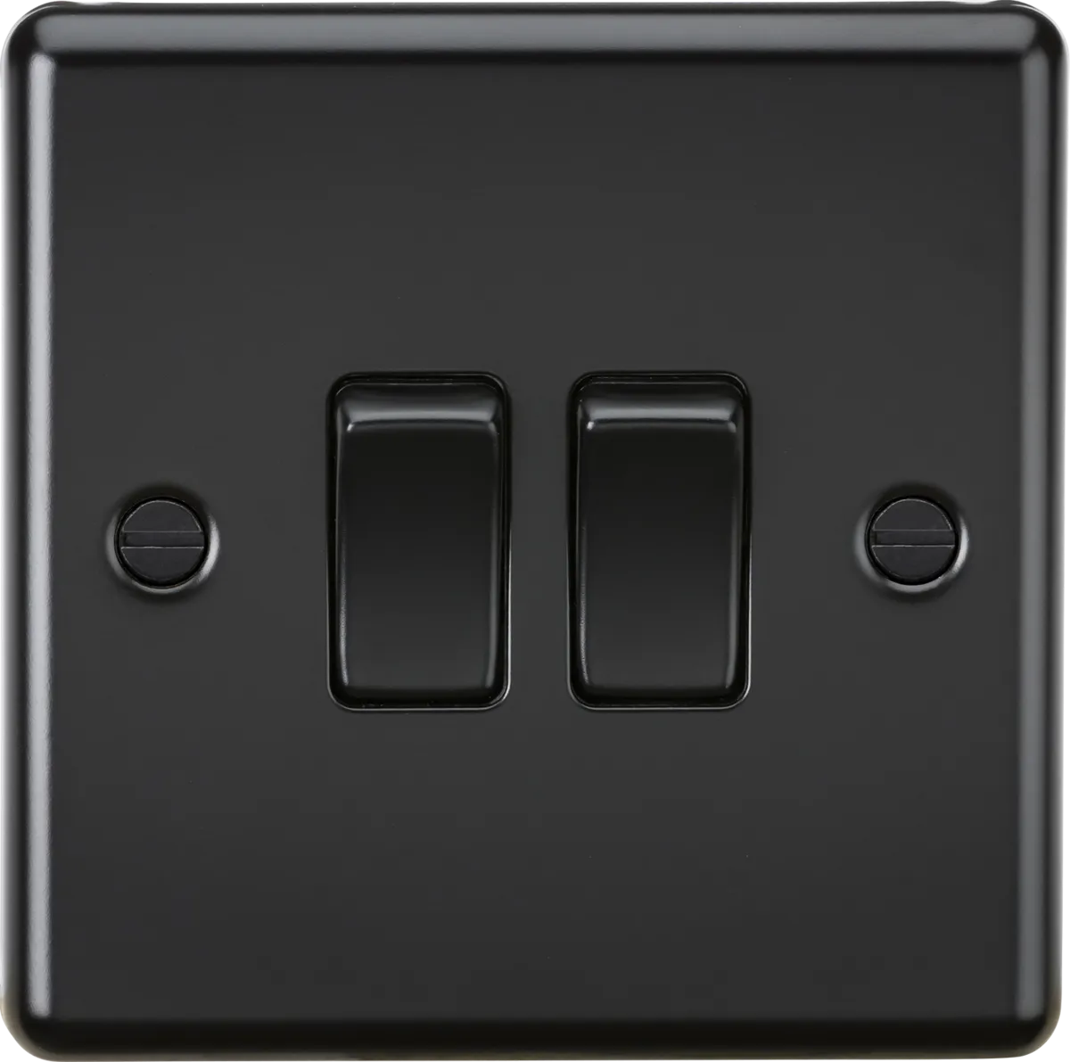 Knightsbridge CL3MBBx10 Rounded Edge 10AX 2G 2-Way Plate Switch - Matt Black (10 Pack)