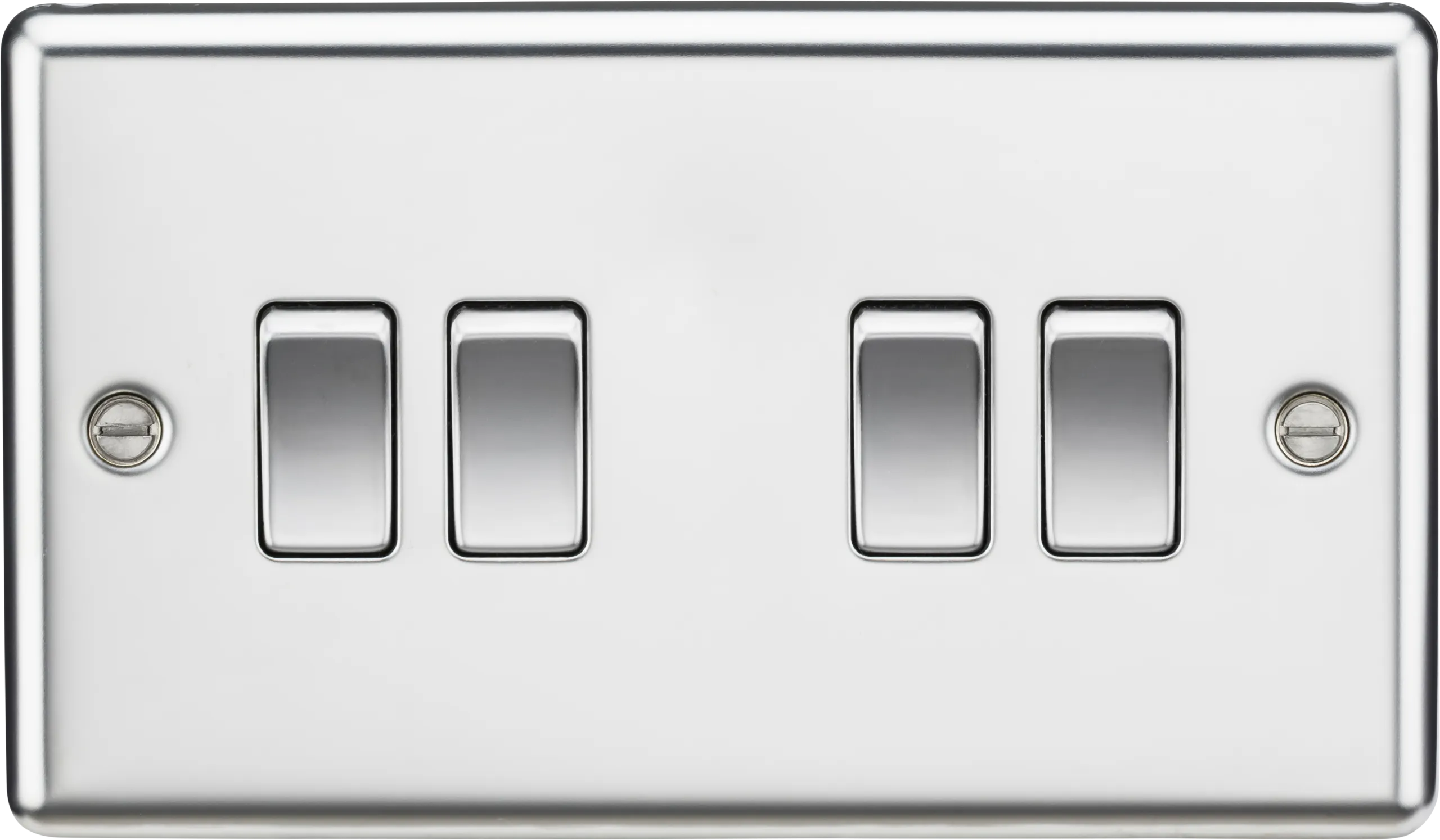 Knightsbridge CL41PC Rounded Edge 10AX 4G 2-Way Plate Switch - Polished Chrome