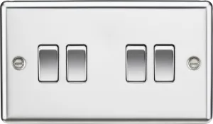 Knightsbridge CL41PC Rounded Edge 10AX 4G 2-Way Plate Switch - Polished Chrome