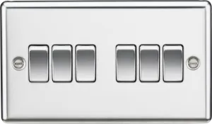 Knightsbridge CL42PC Rounded Edge 10AX 6G 2-Way Plate Switch - Polished Chrome