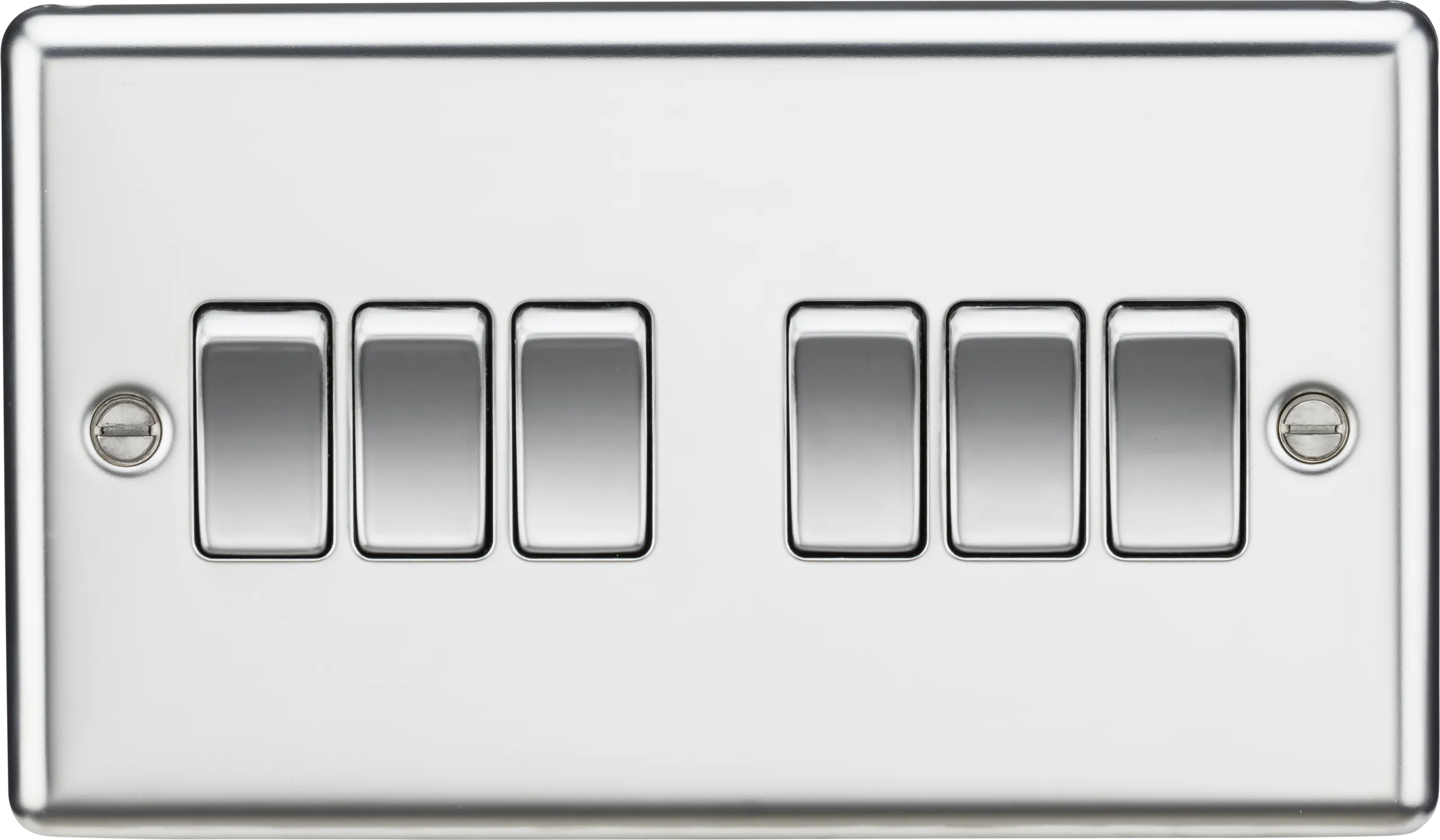 Knightsbridge CL42PC Rounded Edge 10AX 6G 2-Way Plate Switch - Polished Chrome