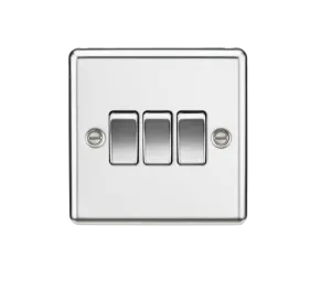 Knightsbridge CL4PC Rounded Edge 10AX 3G 2 Way Plate Switch - Polished Chrome