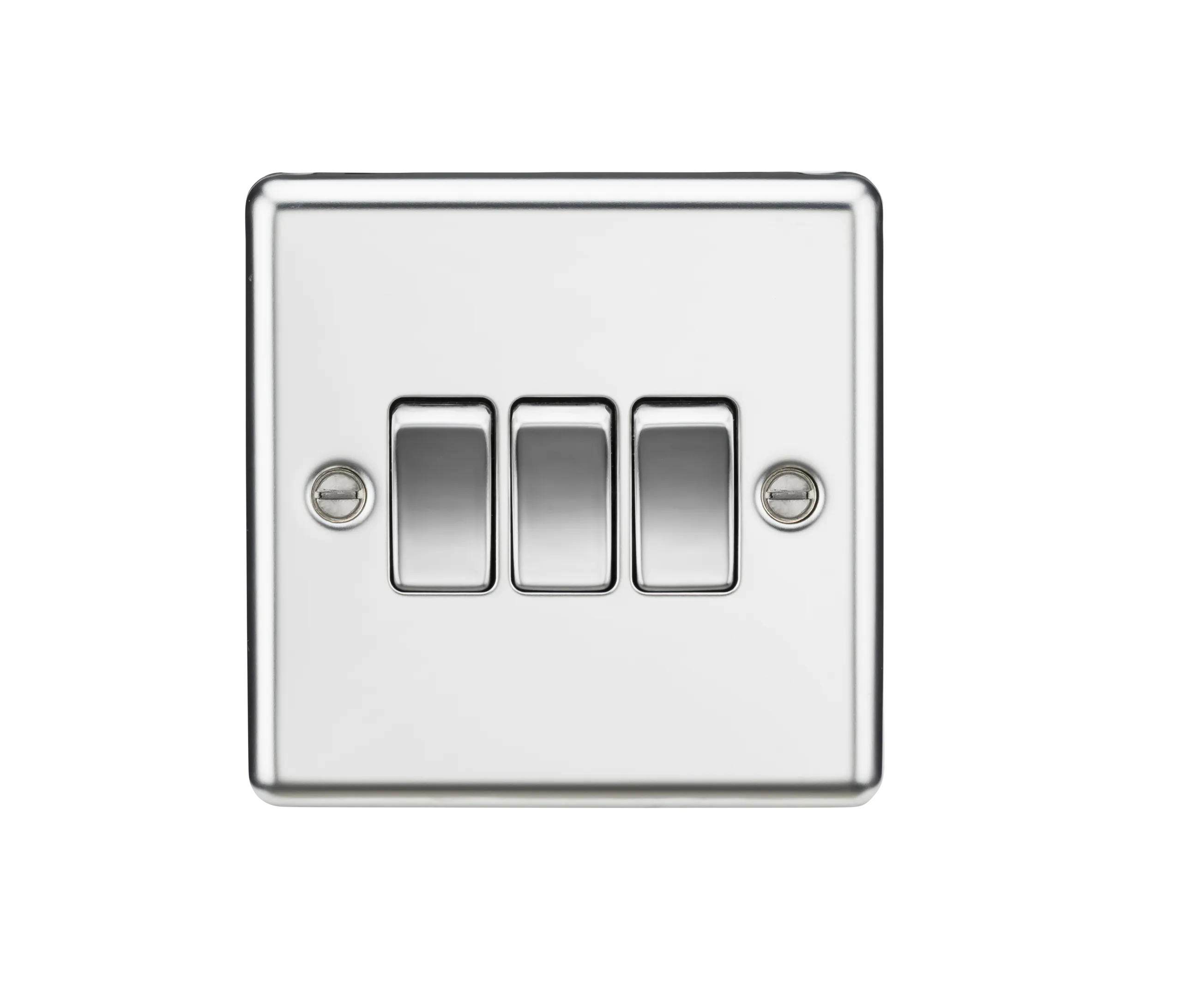 Knightsbridge CL4PC Rounded Edge 10AX 3G 2 Way Plate Switch - Polished Chrome