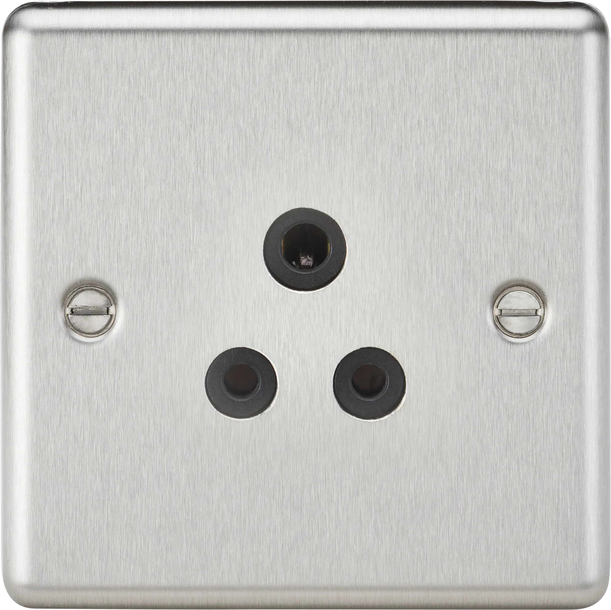 Knightsbridge CL5ABC Rounded Edge 5A Unswitched Socket - Brushed Chrome   Black Insert