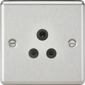 Knightsbridge CL5ABC Rounded Edge 5A Unswitched Socket - Brushed Chrome   Black Insert