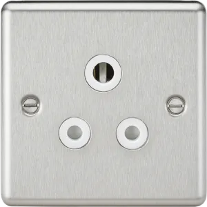 Knightsbridge CL5ABCW Rounded Edge 5A Unswitched Socket - Brushed Chrome   White Insert