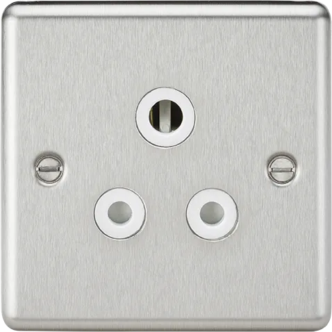 Knightsbridge CL5ABCW Rounded Edge 5A Unswitched Socket - Brushed Chrome   White Insert