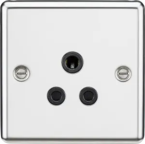 Knightsbridge CL5APC Rounded Edge 5A Unswitched Socket - Polished Chrome   Black Insert