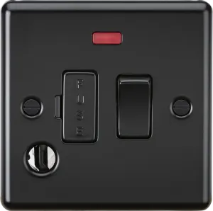Knightsbridge CL63FMBB Rounded Edge 13A Switched Fused Spur Unit   Neon & Flex Outlet - Matt Black