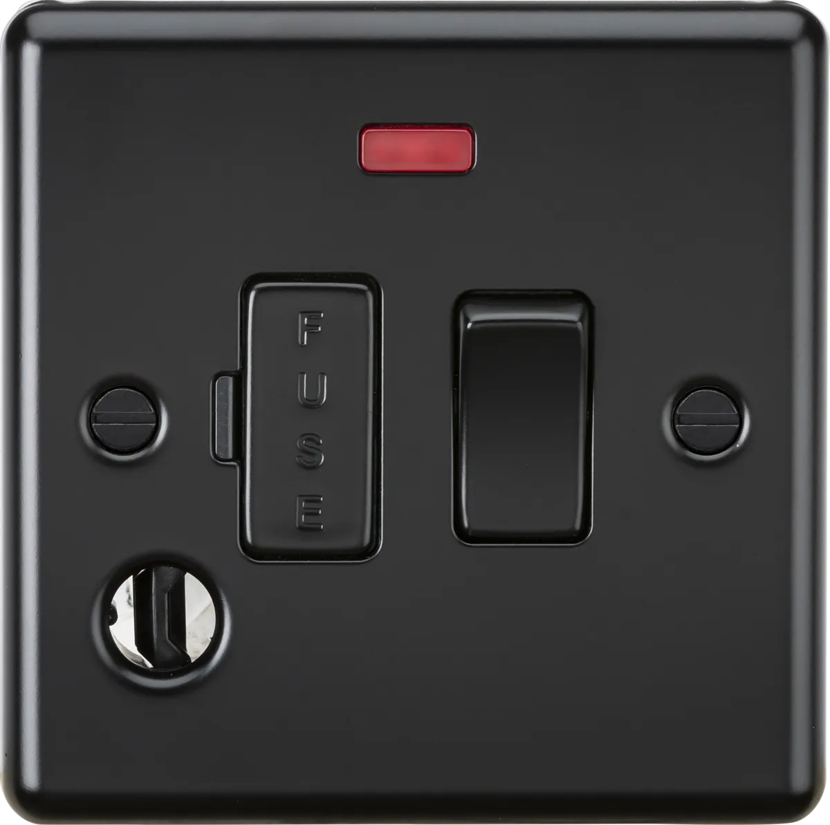 Knightsbridge CL63FMBB Rounded Edge 13A Switched Fused Spur Unit   Neon & Flex Outlet - Matt Black