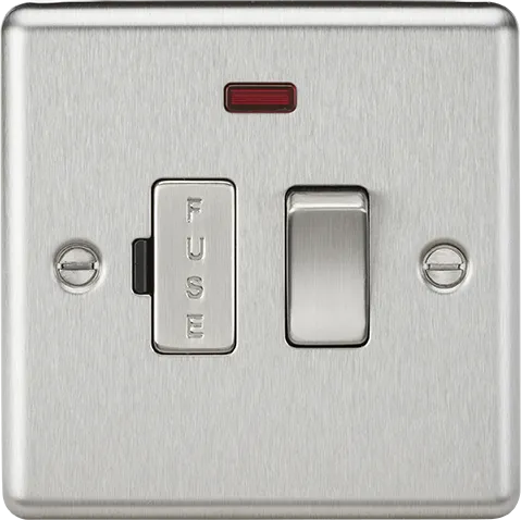Knightsbridge CL63NBC Rounded Edge 13A Switch Fused Spur Unit   Neon - Brushed Chrome