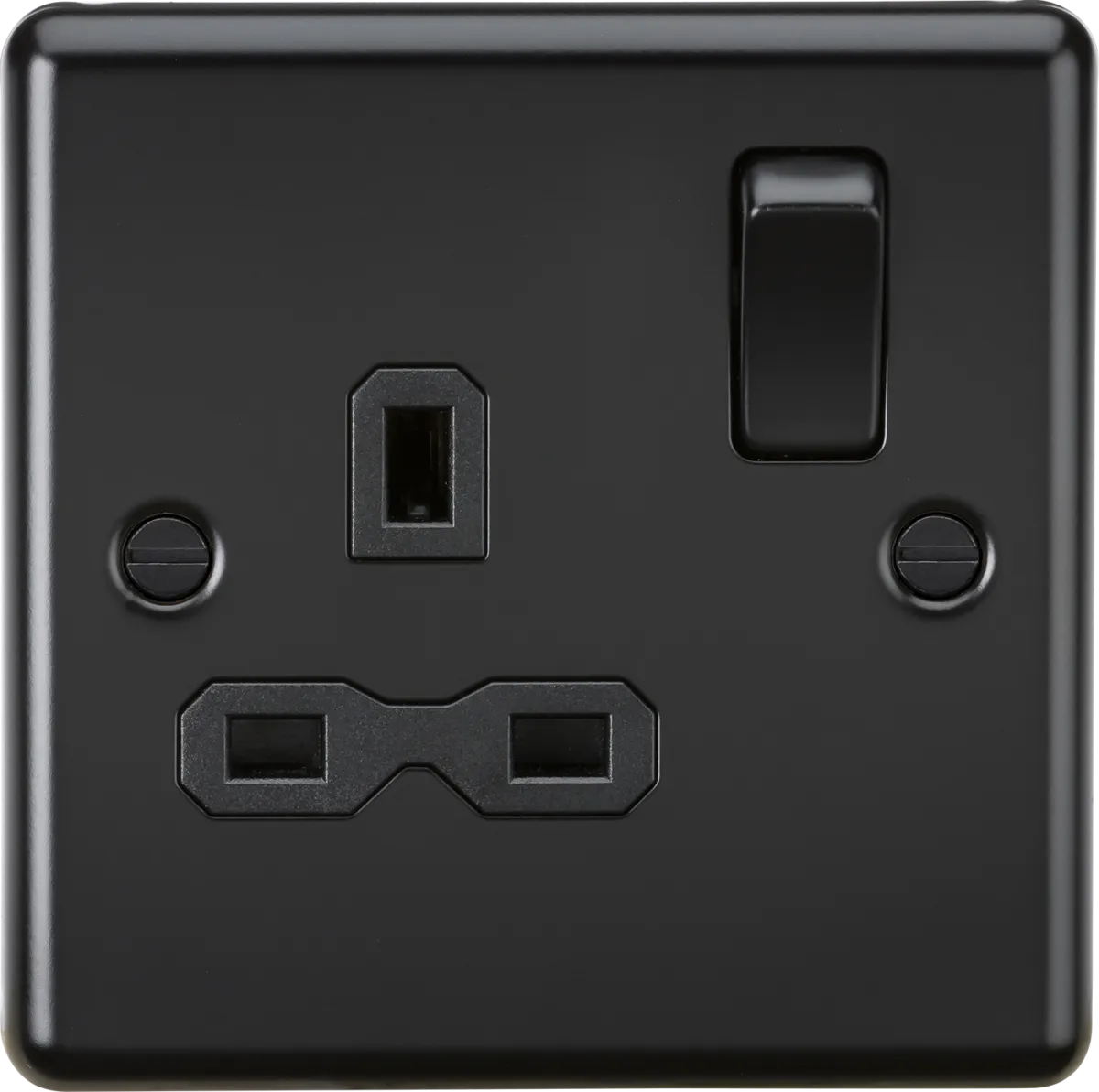Knightsbridge CL7MBB Rounded Edge 13A 1G DP Switched Socket - Matt Black