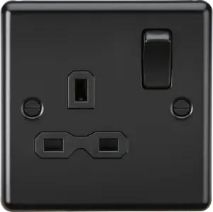 Knightsbridge CL7MBB Rounded Edge 13A 1G DP Switched Socket - Matt Black