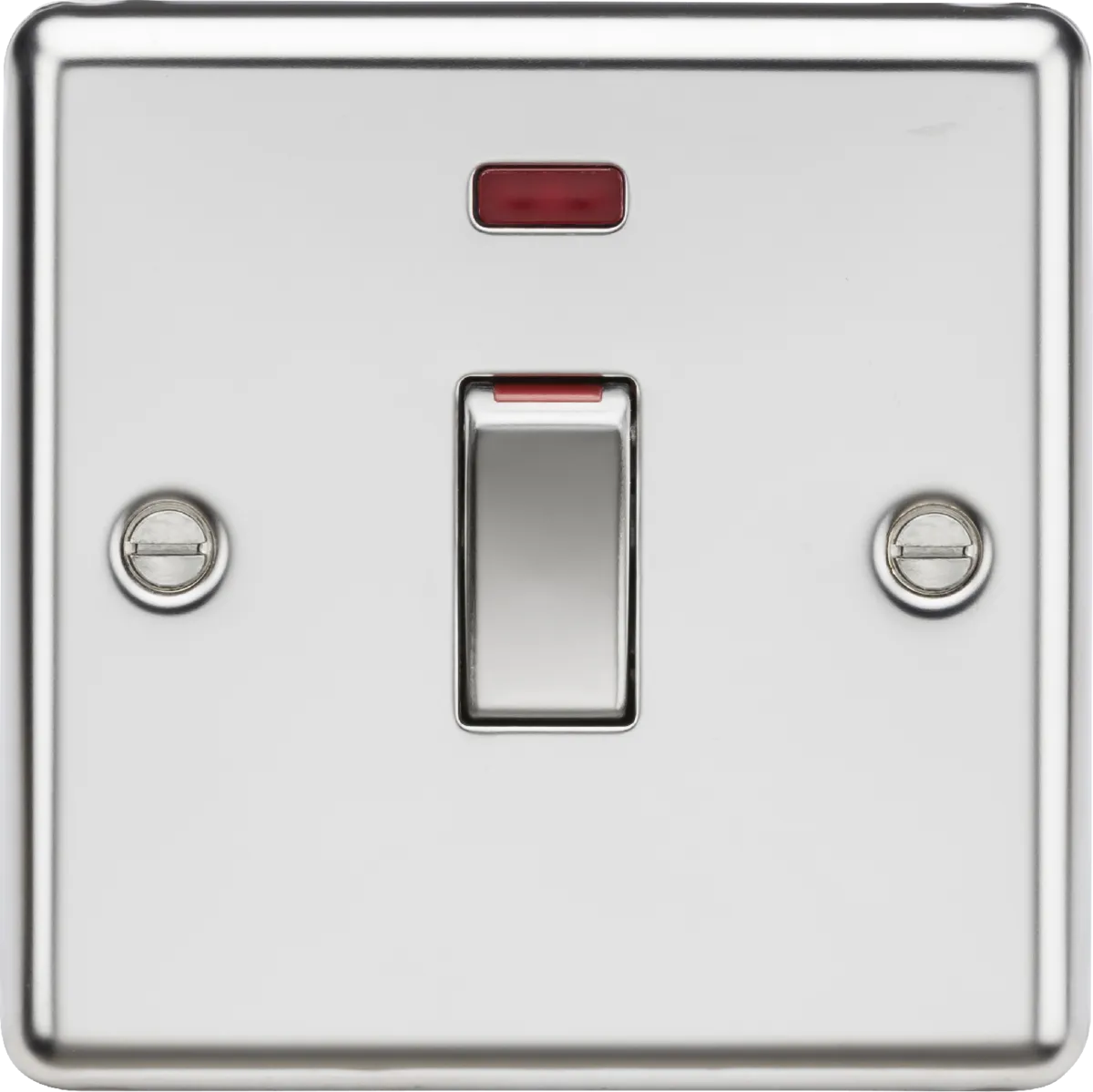 Knightsbridge CL81MNPC Rounded Edge 45A 1G DP Switch   Neon - Polished Chrome