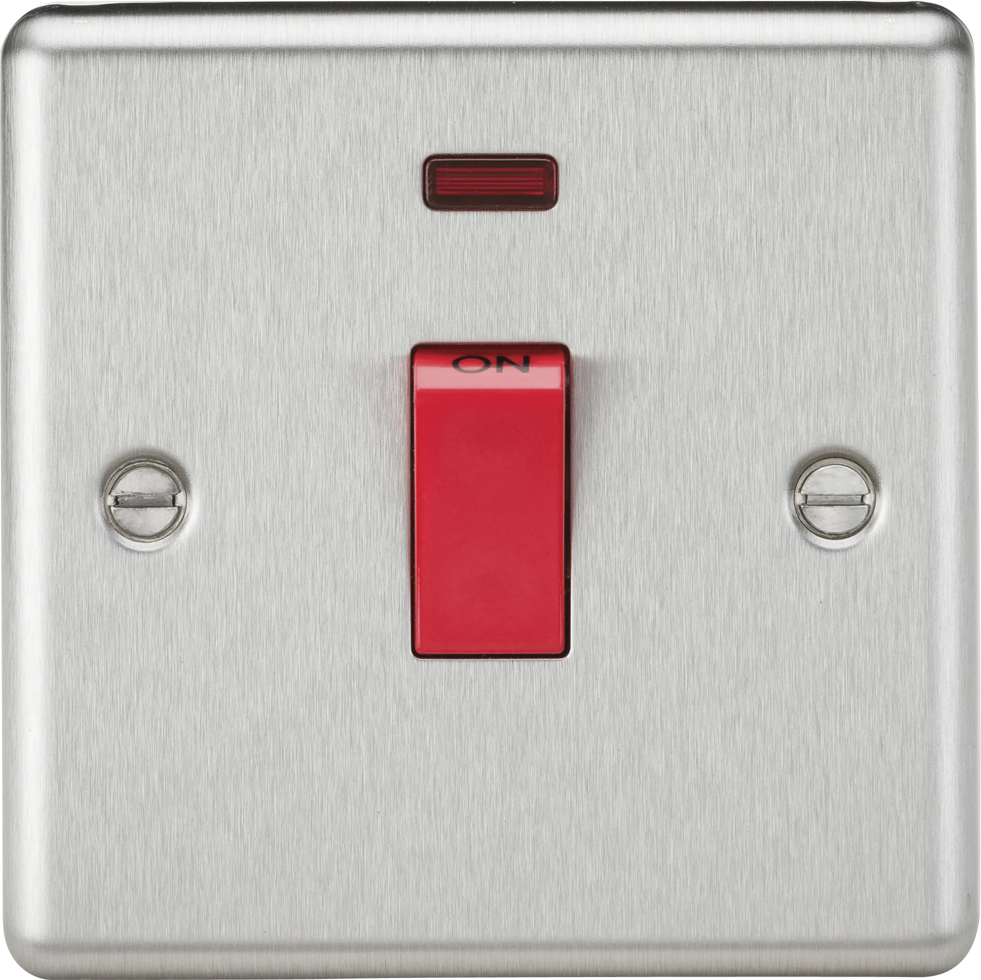Knightsbridge CL81NBC Rounded Edge 45A DP Switch   Neon (Single Size) - Brushed Chrome